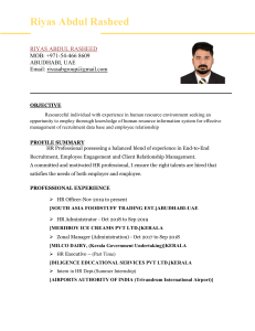 Riyas Abdul Rasheed - HR Professional Resume