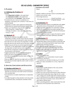 CIE A2 Chemistry: Planning, Analysis & Evaluation Guide