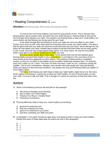 Flossing & Heart Health: Reading Comprehension for Middle School