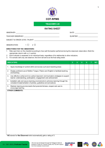 COT-RPMS Teacher Rating Sheet
