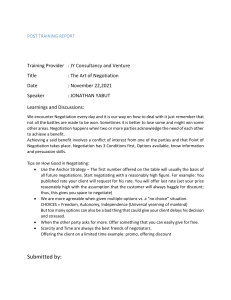 Negotiation Training Report: Strategies & Tips