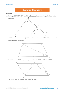 Grade 10 Euclidean Geometry Worksheet