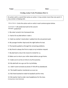 Action Verbs Worksheet: Identify Verbs in Sentences