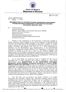 DepEd RPMS-PPST Implementation SY 2021-2022