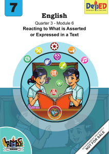 English Module: Reacting to Text (Grade 7)