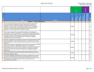 MDSAP Audit Checklist: Quality Management System