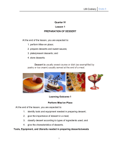 Dessert Preparation Lesson: Tools, Types, Mise en Place