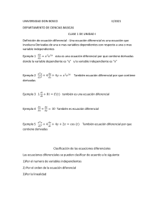 Ecuaciones Diferenciales: Definición, Clasificación y Soluciones