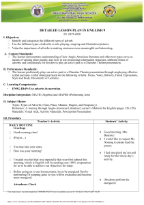 English 9 Lesson Plan: Types of Adverbs