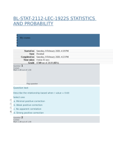 Statistics & Probability Quiz: Linear Relationships
