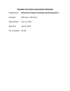 Electronics Assembly Training Program Details