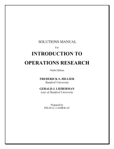 Operations Research Solutions Manual, 9th Edition