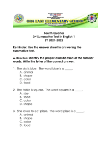 English 1 Summative Test: Classifying Words