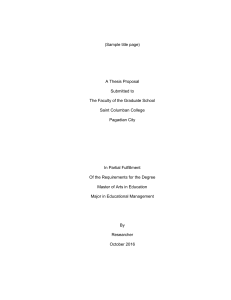 Thesis Proposal: Educational Management Research