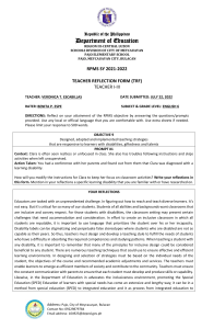 Teacher Reflection Form: Inclusive Strategies
