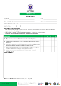 Teacher I-III Rating Sheet