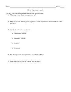 Flower Experiment Worksheet: Scientific Method