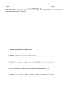 Experiment Homework Worksheet