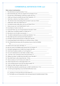 Conditional Sentences Worksheet: Types 1, 2, 3