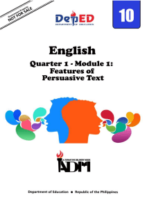 Grade 10 English Module: Persuasive Text Features