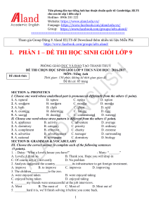 9th Grade English Exam: Phonetics, Grammar, Vocabulary