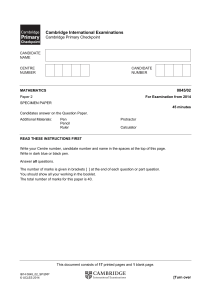 Cambridge Primary Math Checkpoint Exam Paper