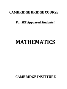 Mathematics Bridge Course for SEE Students