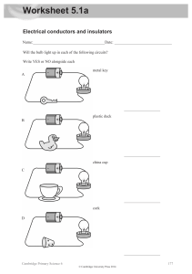 Electrical Conductors and Insulators Worksheet