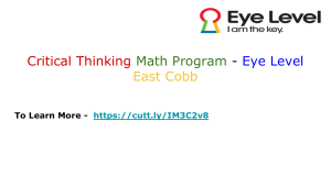 Eye Level Critical Thinking Math Program - East Cobb