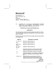 Honeywell FMS Pilot's Guide Revision 8 Highlights