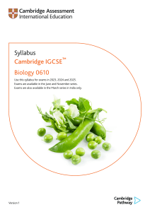 Cambridge IGCSE Biology 0610 Syllabus (2023-2025)