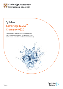 Cambridge IGCSE Chemistry 0620 Syllabus (2023-2025)