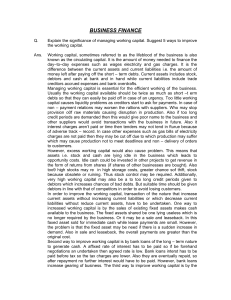 Business Finance: Working Capital & Business Plan Q&A
