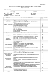 Kinder Pupil Rating Sheet: SReYA Assessment