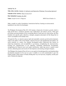 Policy Formulation Activity: Philippine Development Plan