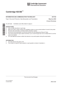 Cambridge IGCSE ICT Paper 2 Exam