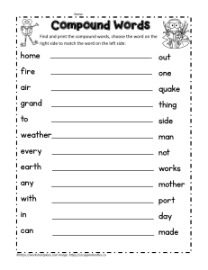 Compound Words Worksheet: Elementary Language Arts