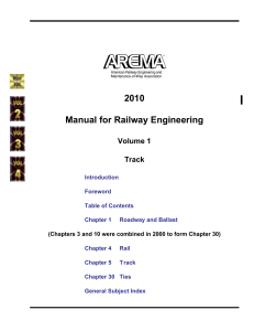 AREMA Manual for Railway Engineering, Volume 1: Track