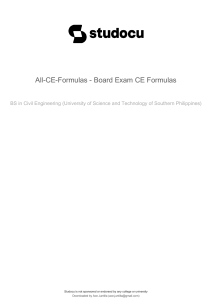 Civil Engineering Formulas: Board Exam Prep Sheet