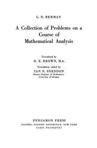 Mathematical Analysis Problems: Berman's Collection