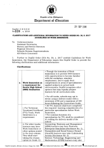 DepEd Order on Work Immersion Guidelines
