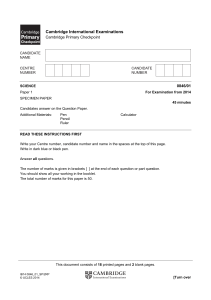 Cambridge Primary Science Specimen Paper