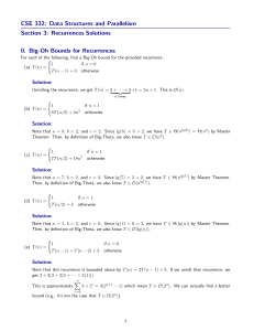 Recurrence Relations & Big-Oh Bounds - Data Structures