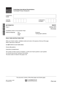 Cambridge Primary Checkpoint Math Exam Paper
