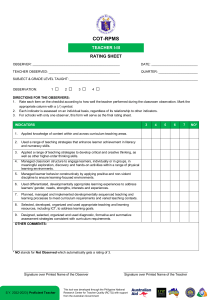 COT-RPMS Teacher Rating Sheet