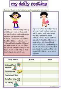 Daily Routines Worksheet: Rama vs. Nour