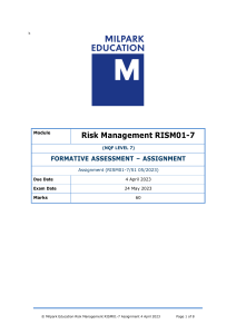 Risk Management Assignment (RISM01-7): Case Studies & Strategies