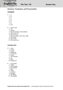 English File Test 3B Answer Key