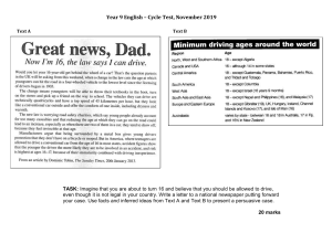 Year 9 English Cycle Test: Persuasive Writing on Driving Age