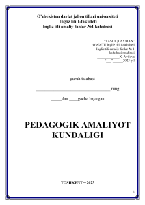 Pedagogik Amaliyot Kundaligi